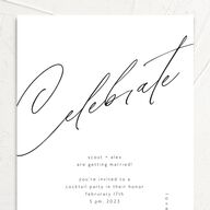 Modern Script Engagement Party Invitations Pure White Signature