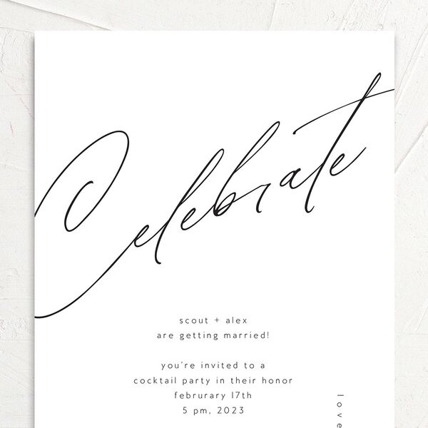 Modern Script Engagement Party Invitations Pure White Signature