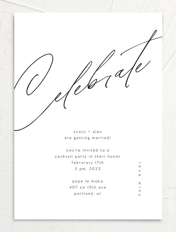 Modern Script Engagement Party Invitations front
