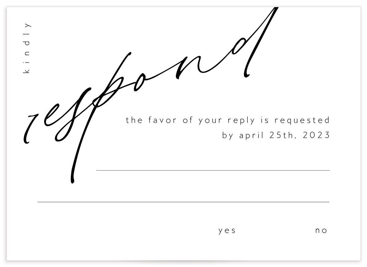 Modern Script Wedding Response Cards front in white