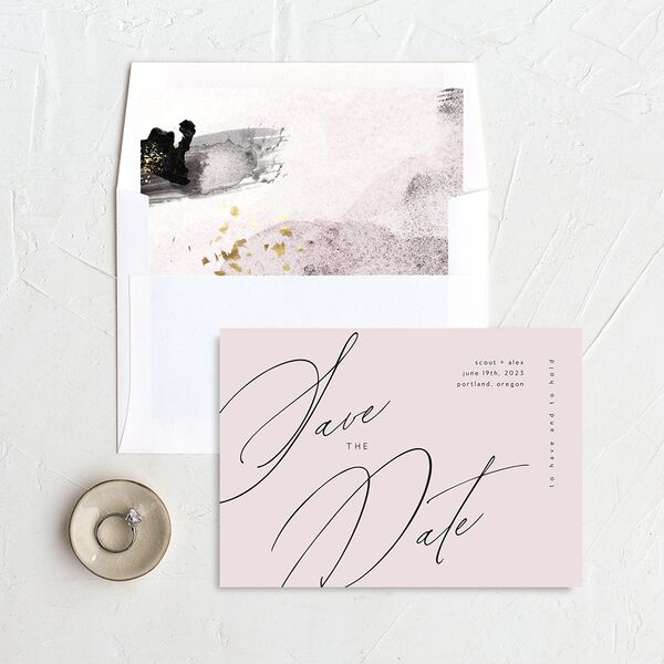 Modern Script Save The Date Cards Pure White Signature smooth No