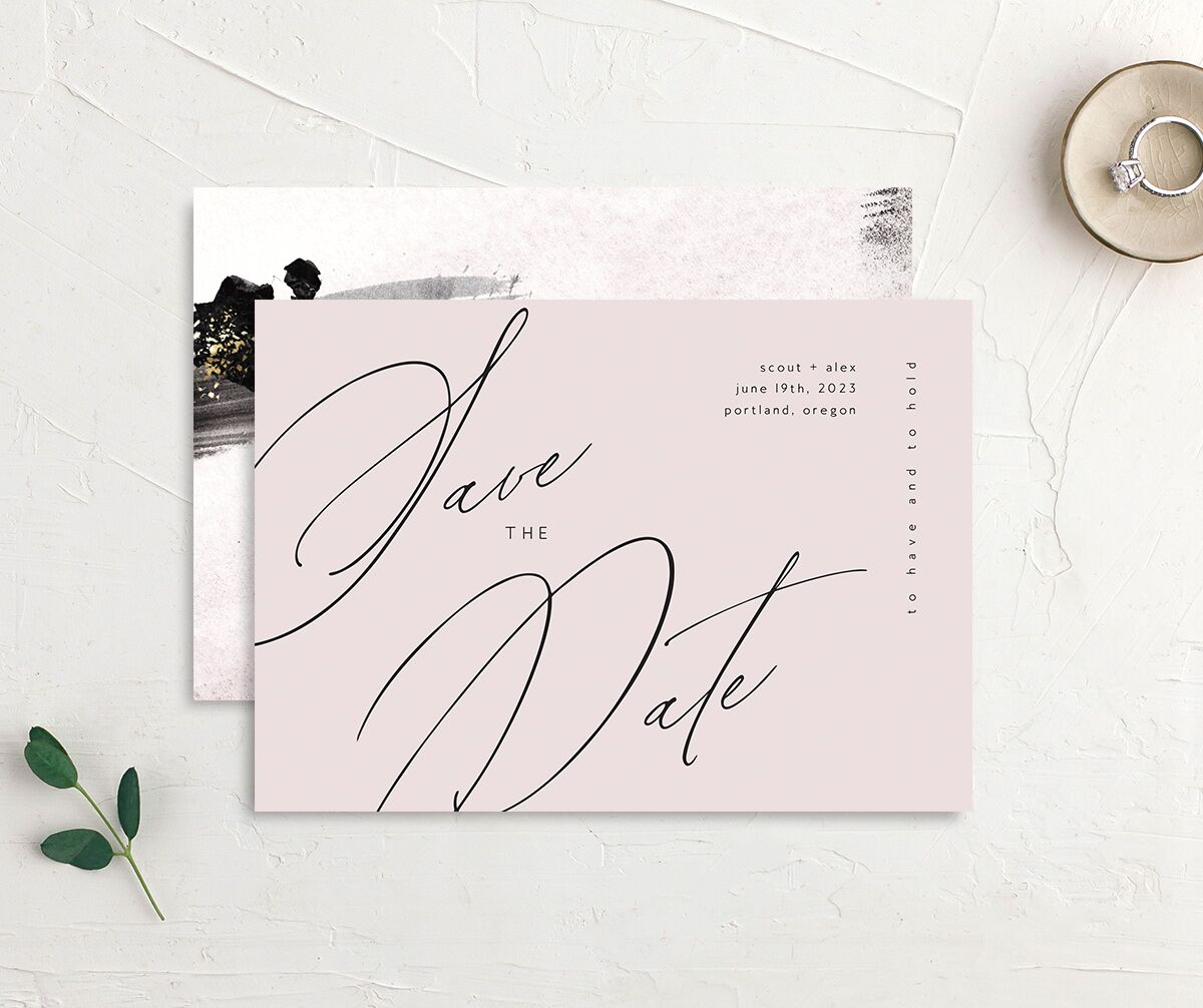 Modern Script Save The Date Cards front-and-back