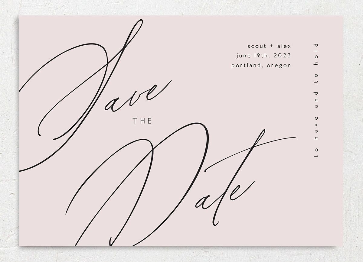 Modern Script Save The Date Cards front in white