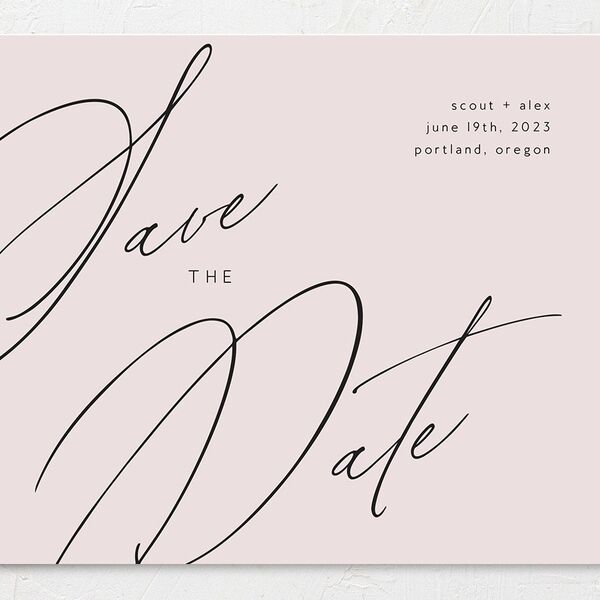 Modern Script Save The Date Cards Pure White Signature smooth No