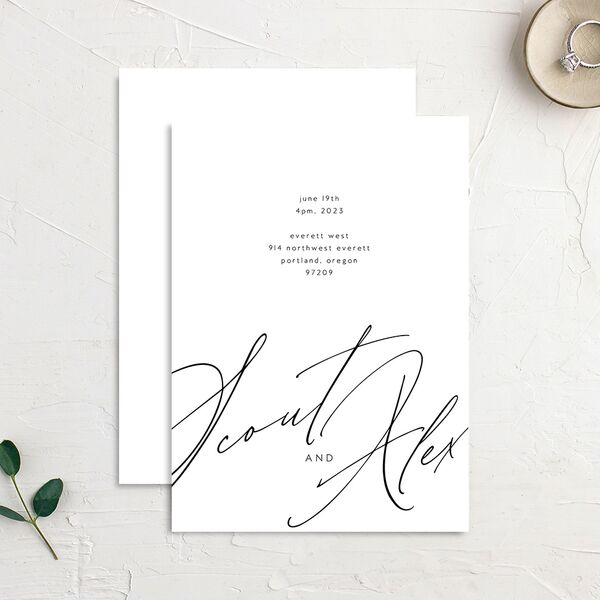 Modern Script Wedding Invitations Pure White Signature No