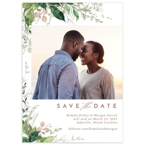 Wild Vines Save The Date Cards Soft Pink Signature smooth No