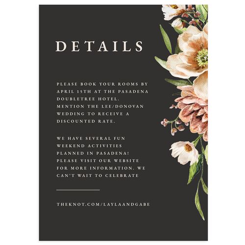 Floral Arch Wedding Event Detail Cards Charcoal Signature Standard