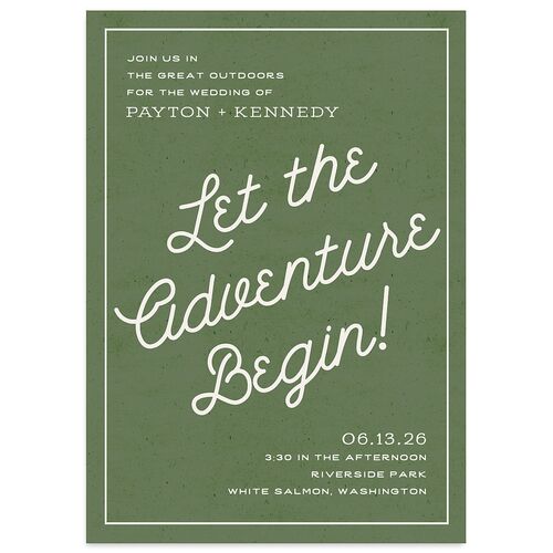 Happy Campers Wedding Invitations Deep Olive Signature Blank No Standard