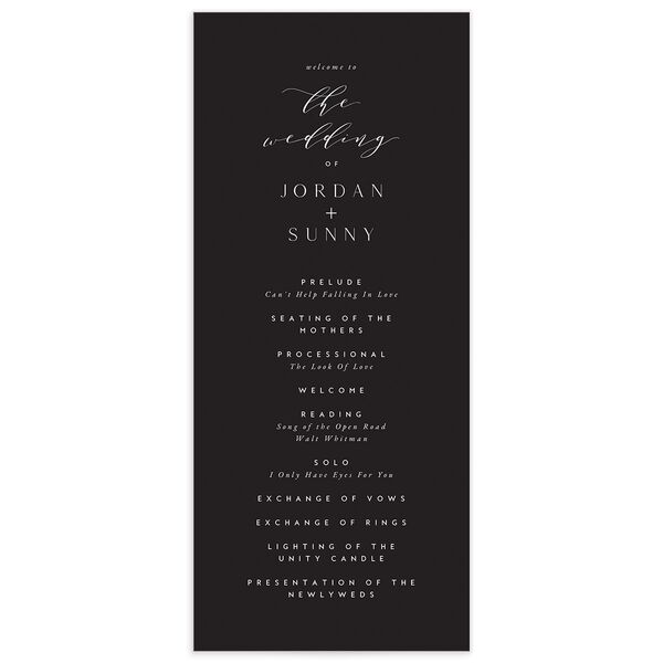 Elegant Typography Wedding Programs front