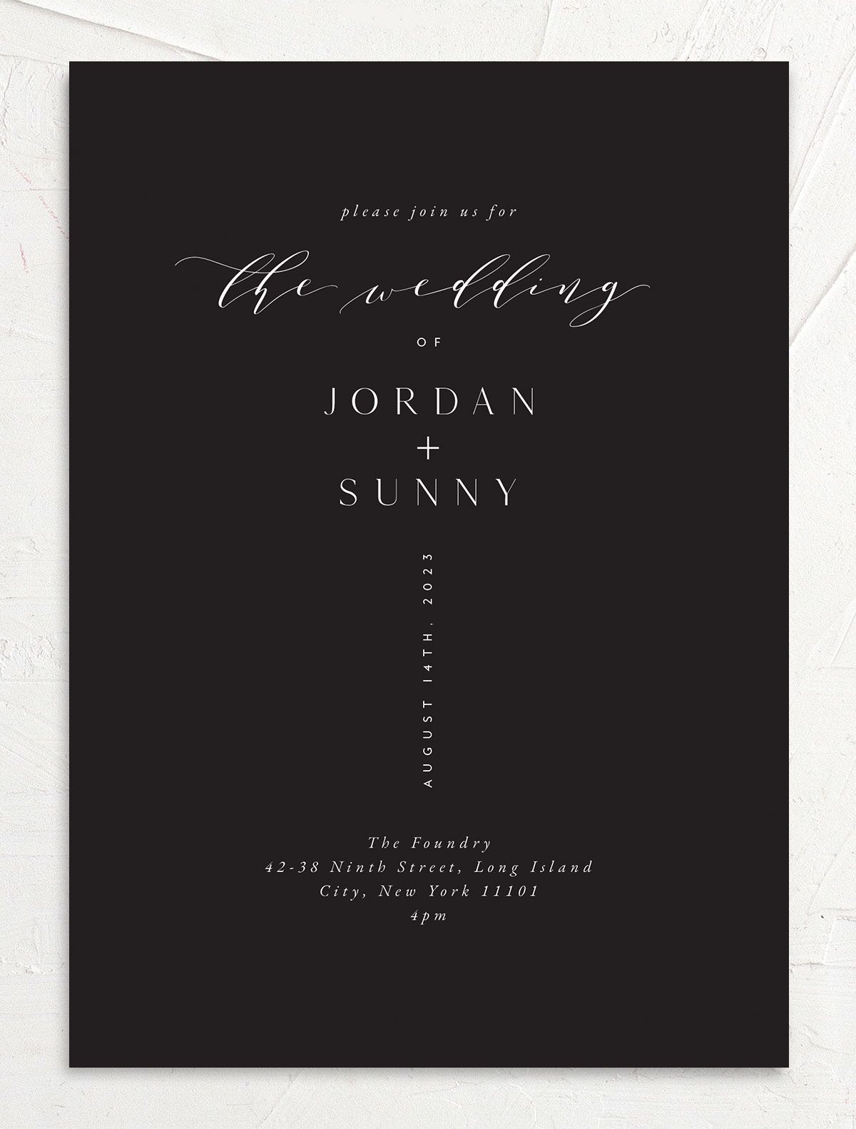 Elegant Typography Wedding Invitations front in white