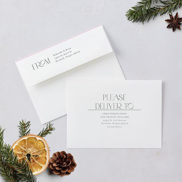 Mr. & Mrs. Holiday Cards Dark Green Signature Blank Standard Landscape
