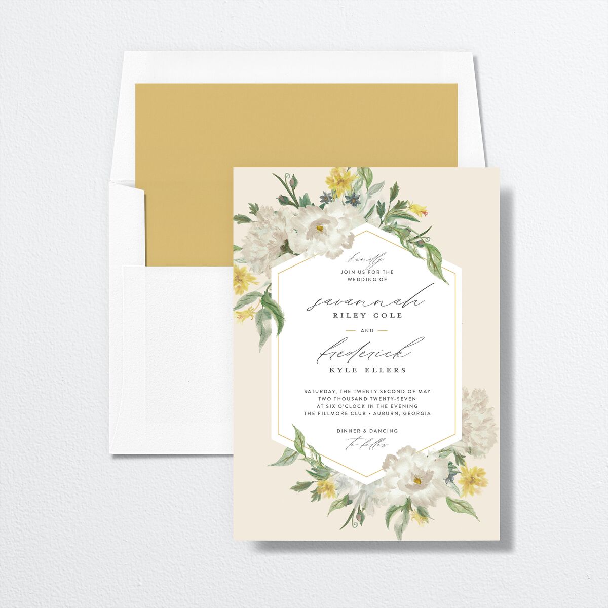 Vintage Floral Change the Date Card Moss Signature