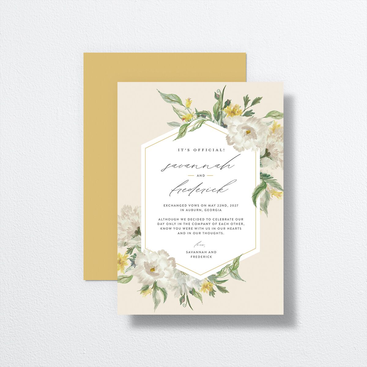 Vintage Floral Change the Date Card Moss Signature