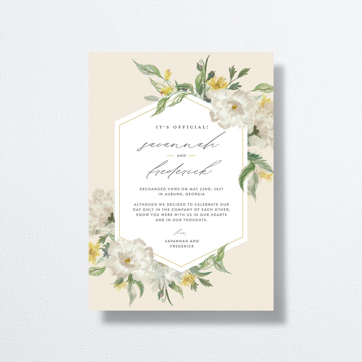 Vintage Floral Change the Date Card Moss Signature