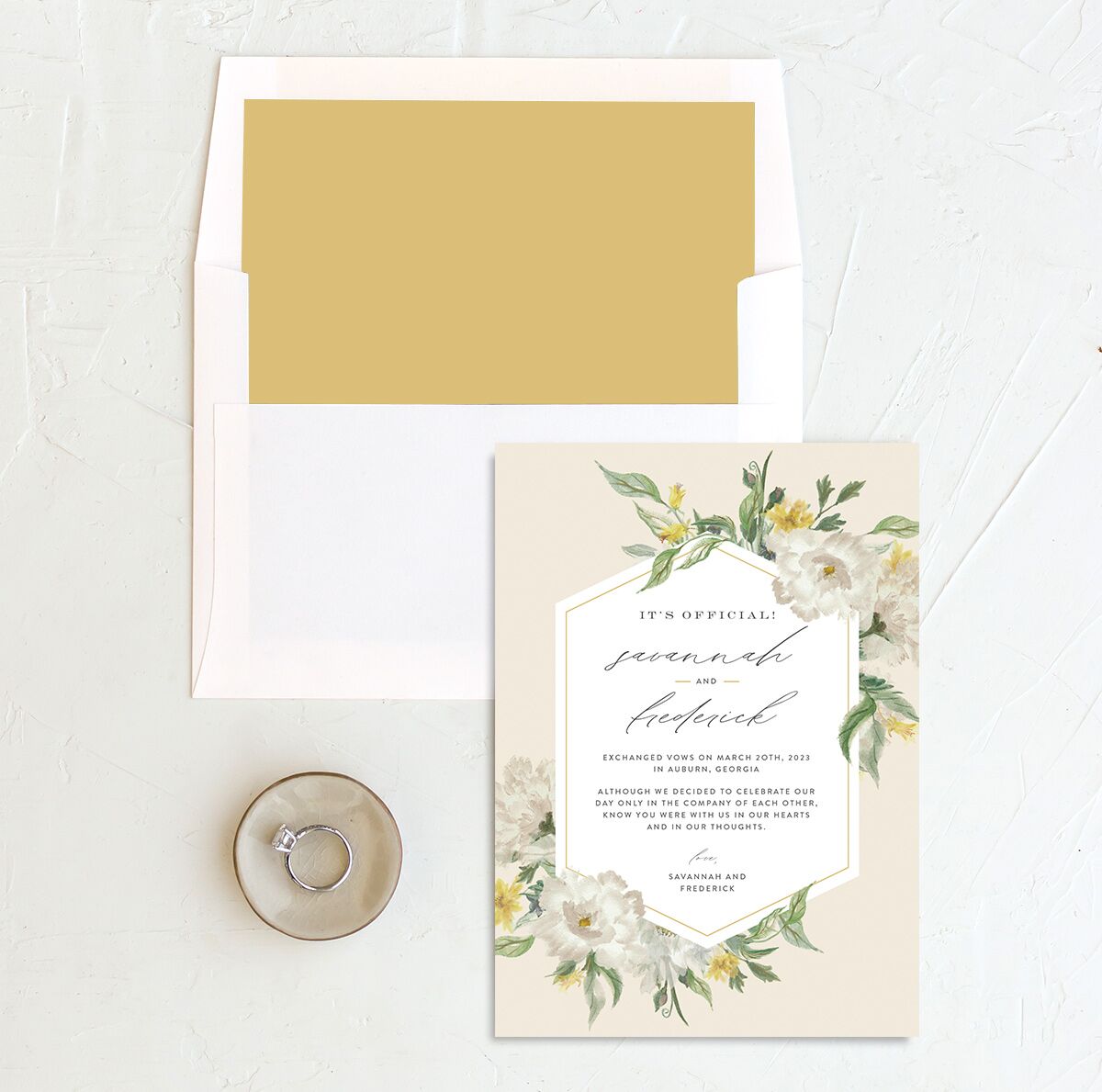 Floral Watercolor Change the Date Cards envelope-and-liner in green