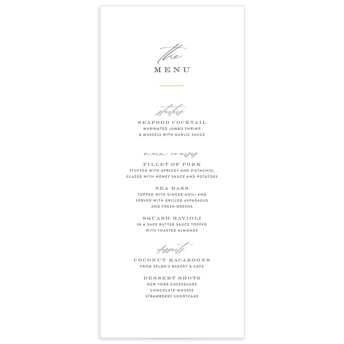 Floral Watercolor Menus front in green