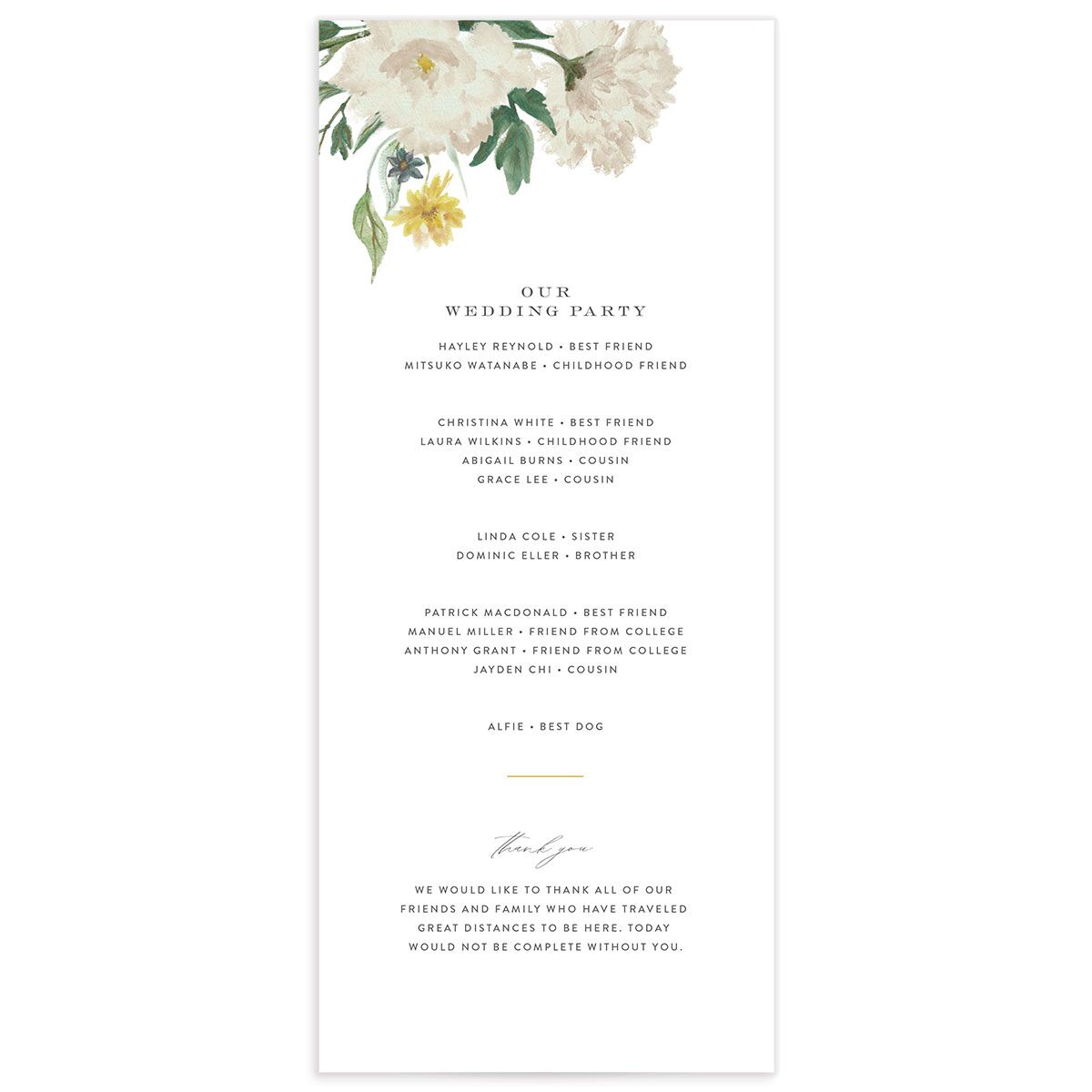 Floral Watercolor Wedding Programs back