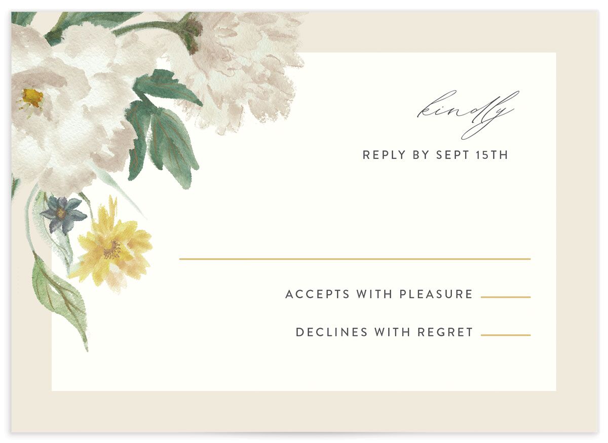 Floral Watercolor Wedding Response Cards front in green
