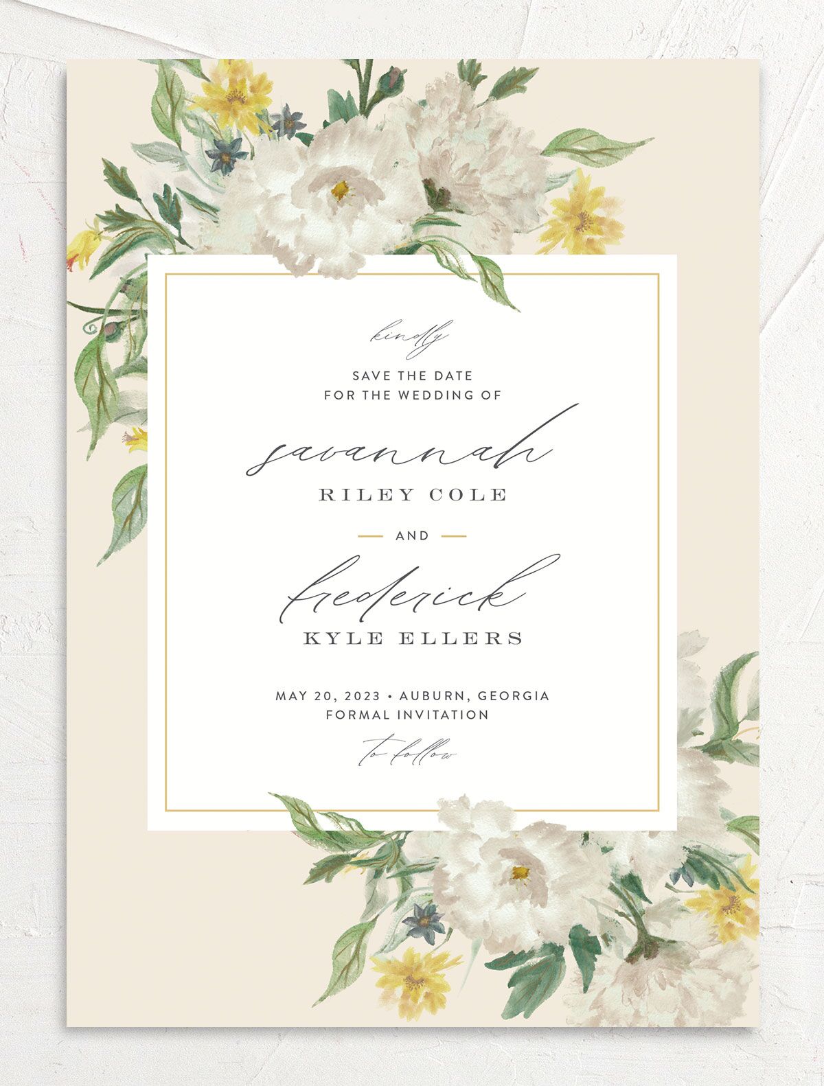 Floral Watercolor Save the Date Cards front