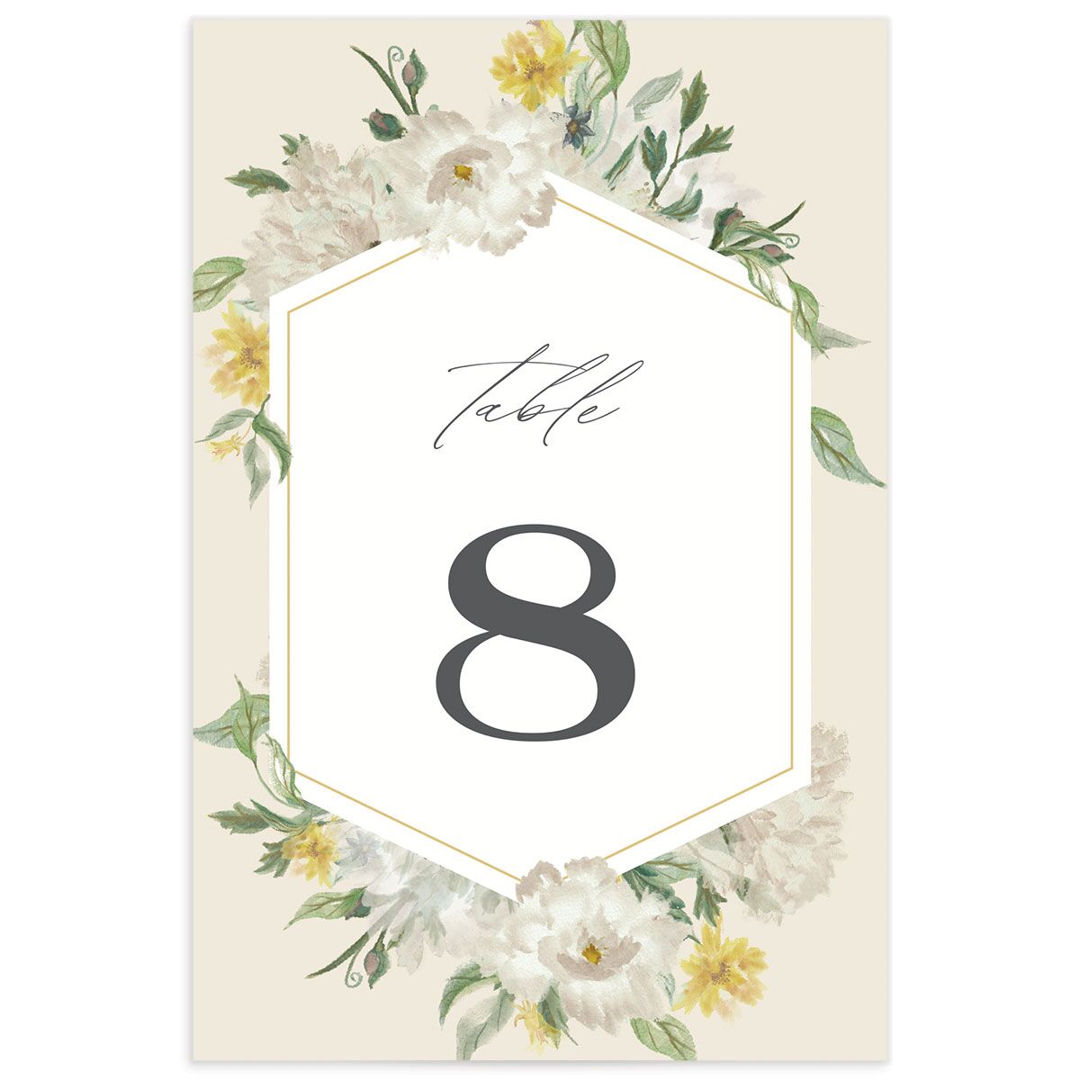 Floral Watercolor Table Numbers front