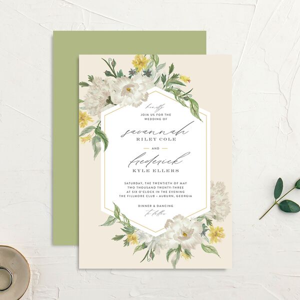 Floral Watercolor Wedding Invitations Jewel Green Signature No