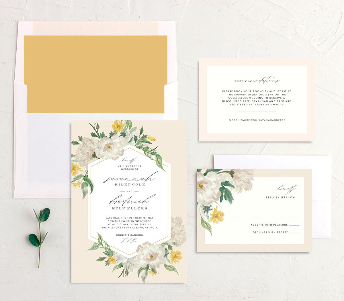 Floral Watercolor Wedding Invitations Jewel Green Signature No