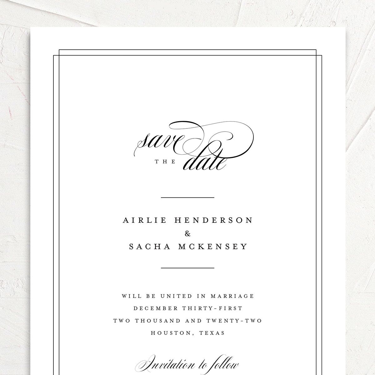 Sophisticated Script Save the Date Cards Pure White Signature No