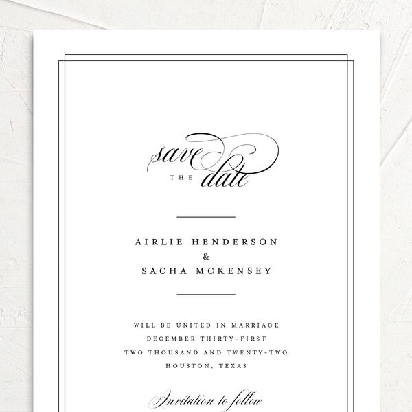 Sophisticated Script Save the Date Cards Pure White Signature No