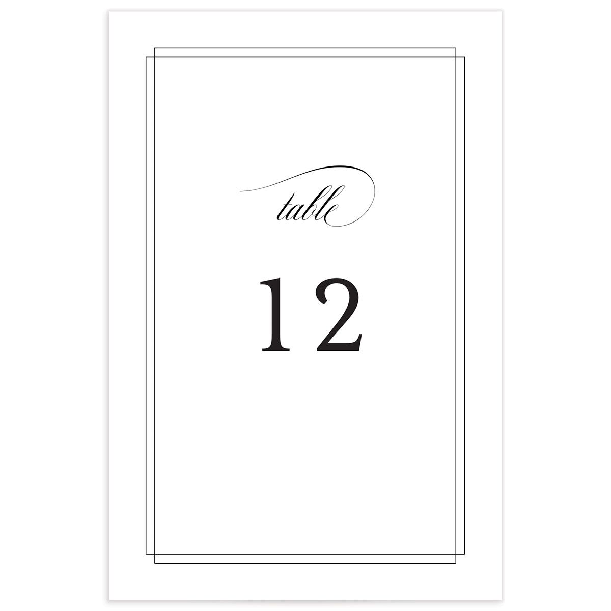 Sophisticated Script Table Numbers Pure White Signature