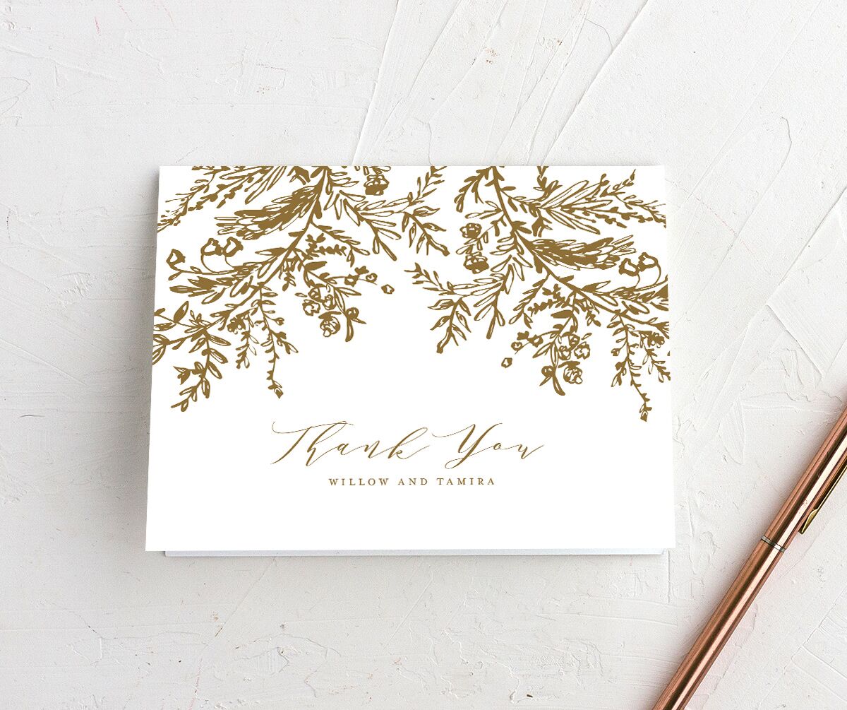 Elegant Laurel Thank You Cards Umber