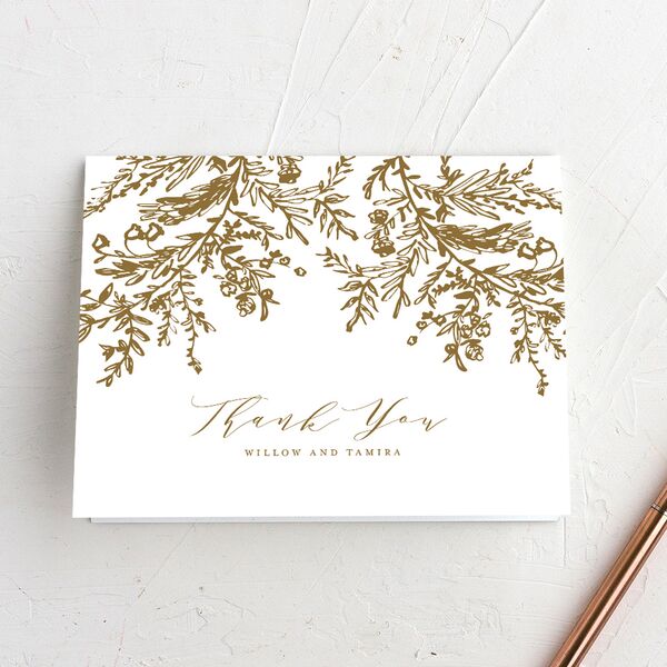 Elegant Laurel Thank You Cards Umber