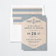 Vintage Nautical Save The Date Cards French Blue Signature smooth No