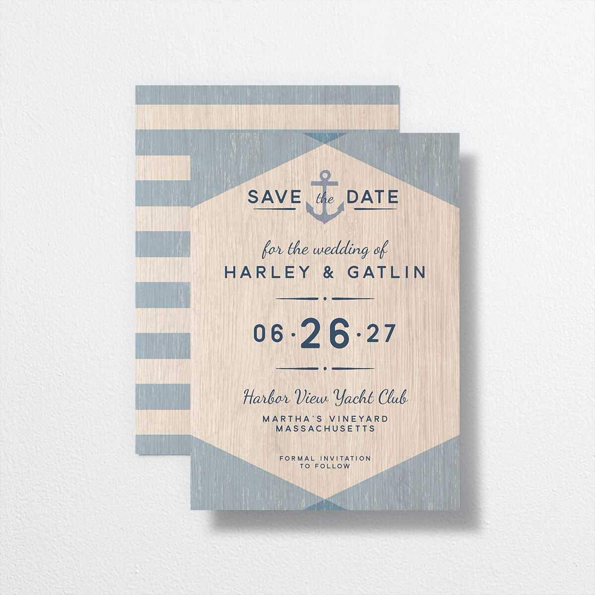 Vintage Nautical Save The Date Cards French Blue Signature smooth No