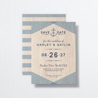 Vintage Nautical Save The Date Cards French Blue Signature smooth No