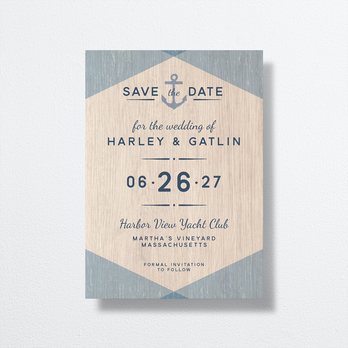 Vintage Nautical Save The Date Cards French Blue Signature smooth No