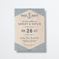 Vintage Nautical Save The Date Cards French Blue Signature smooth No