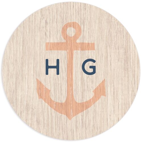 Vintage Nautical Wedding Stickers Salmon
