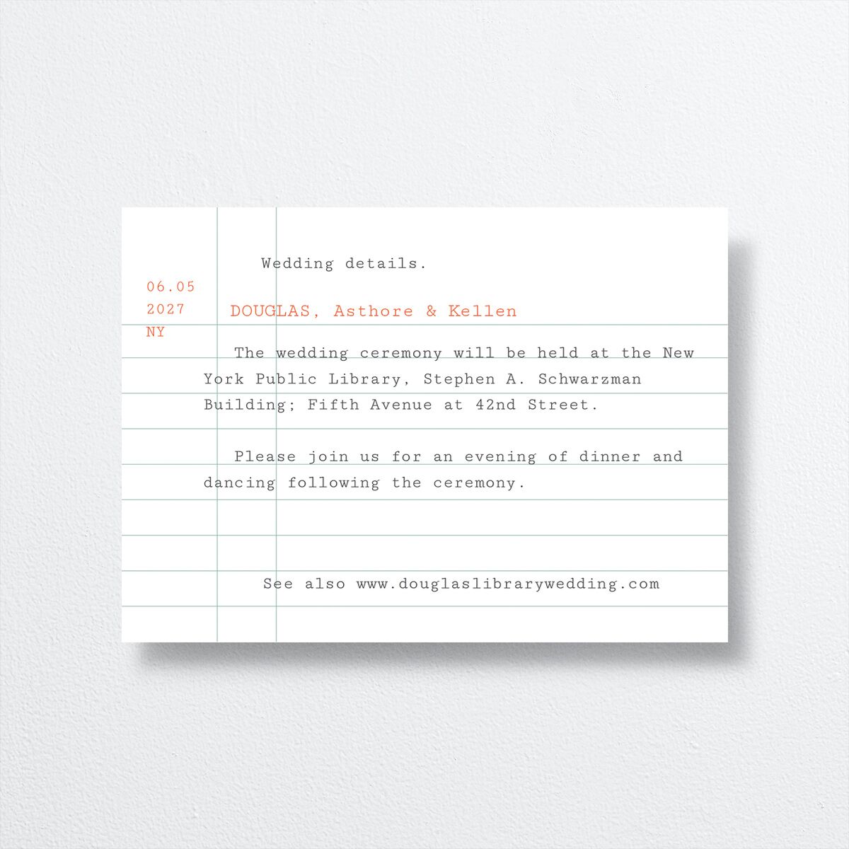 Vintage Library Wedding Enclosure Cards Marigold Signature