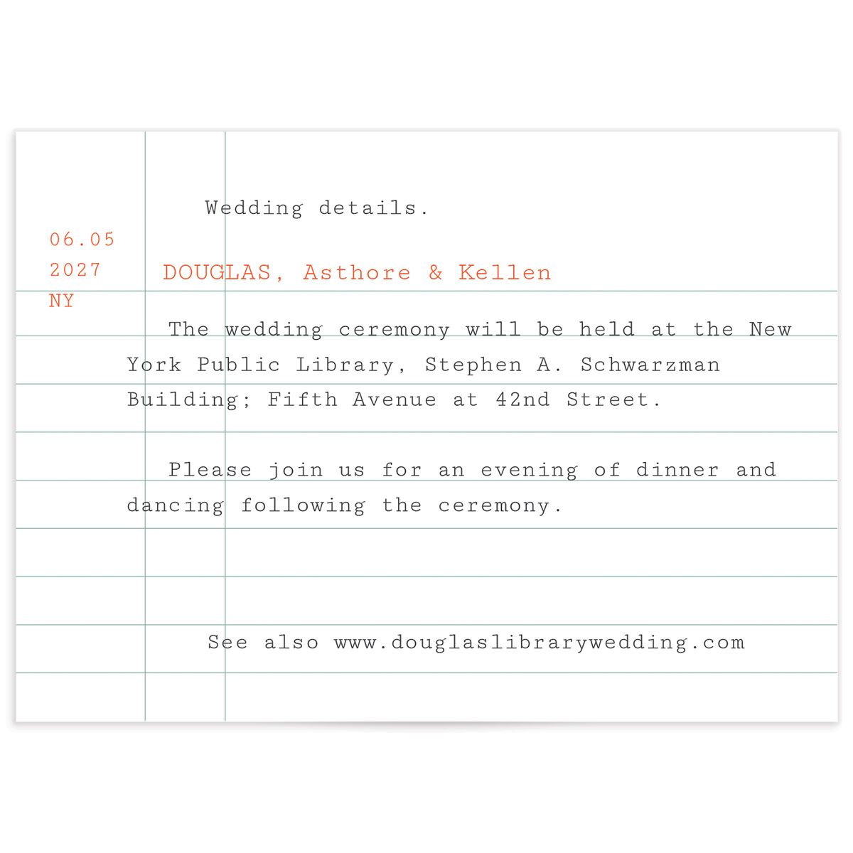Vintage Library Wedding Enclosure Cards