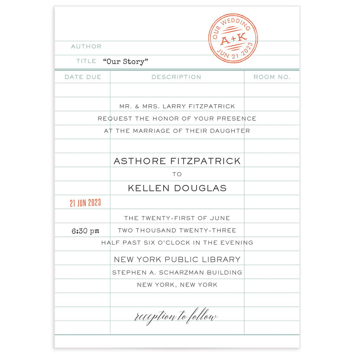 Book Lovers Library Wedding Invitations