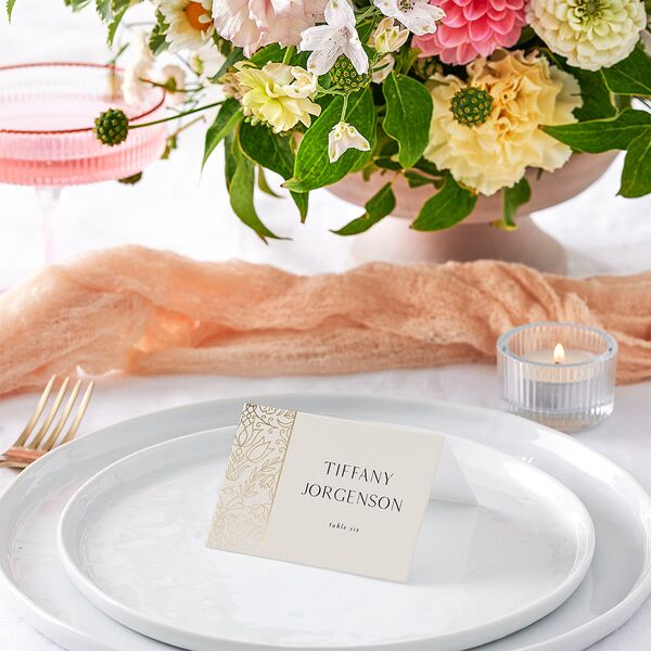 Ornate Regency Place Cards Gold Bisque Signature