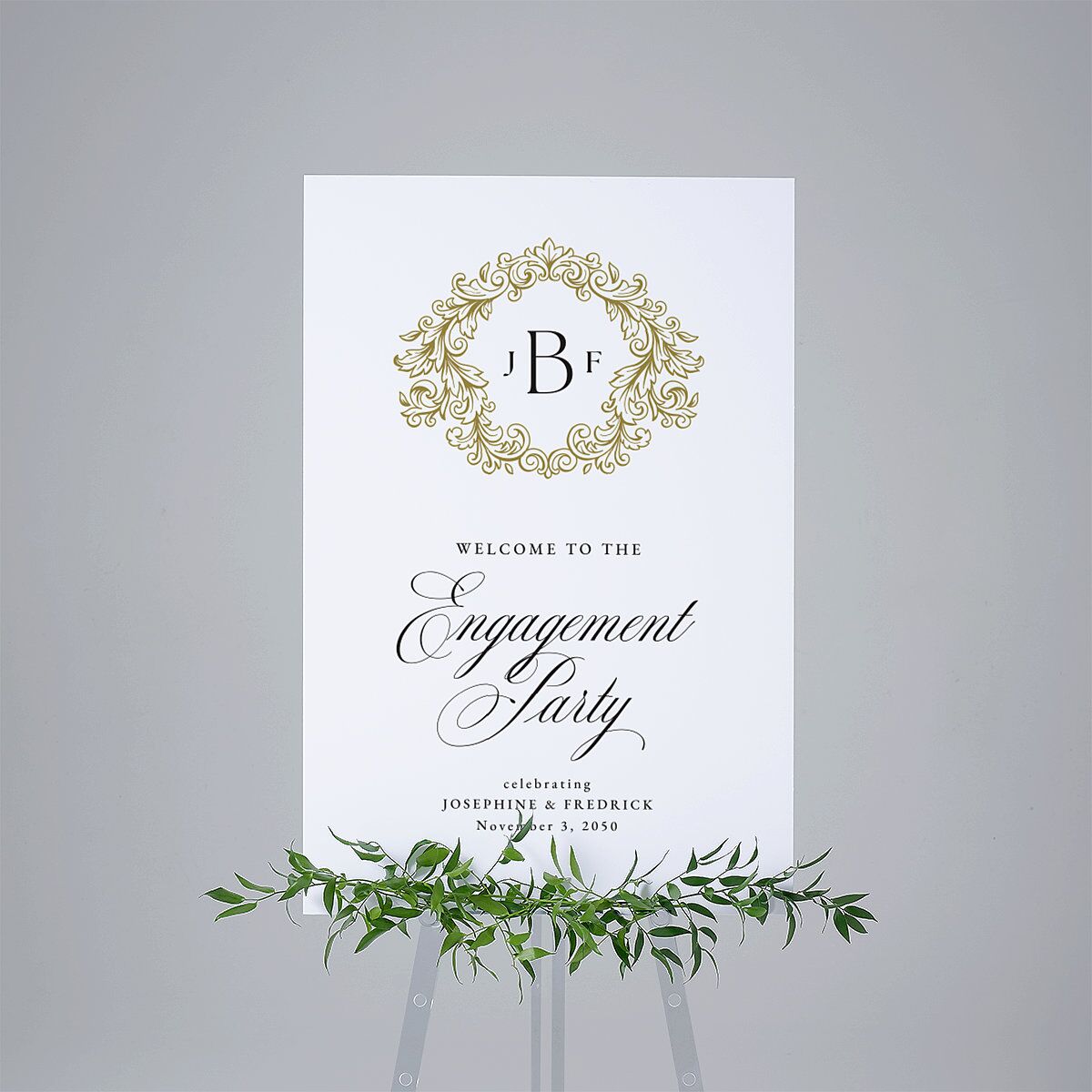 Black Tie Crest Engagement Party Standard Welcome Sign Large Pure White Standard Indoor Foam Core L Welcome