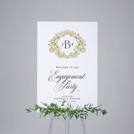 Black Tie Crest Engagement Party Standard Welcome Sign Large Pure White Standard Indoor Foam Core L Welcome