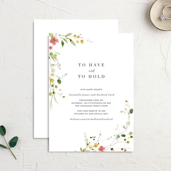 Delicate Wildflower Change the Date Cards Peach Pink Signature