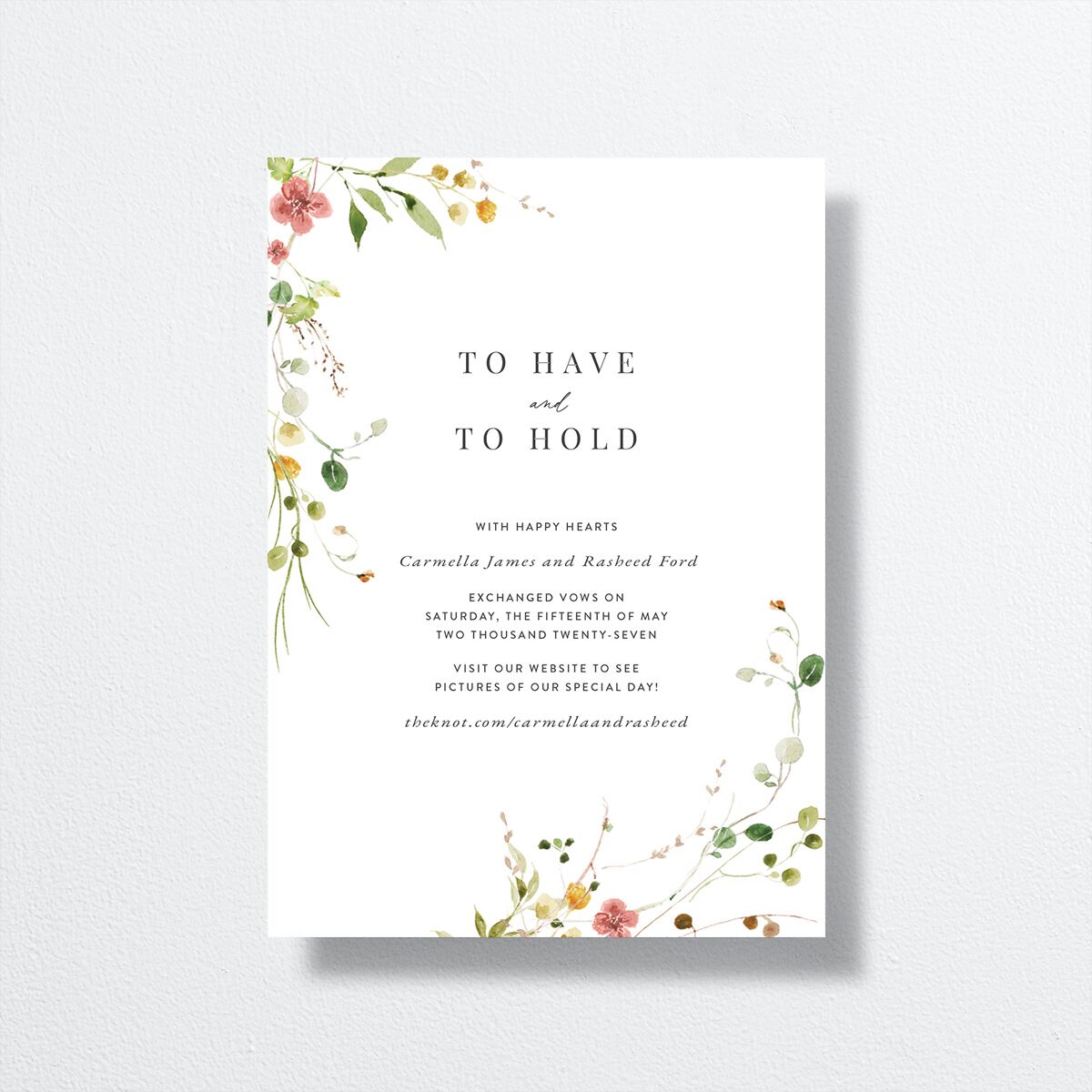 Delicate Wildflower Change the Date Cards Peach Pink Signature