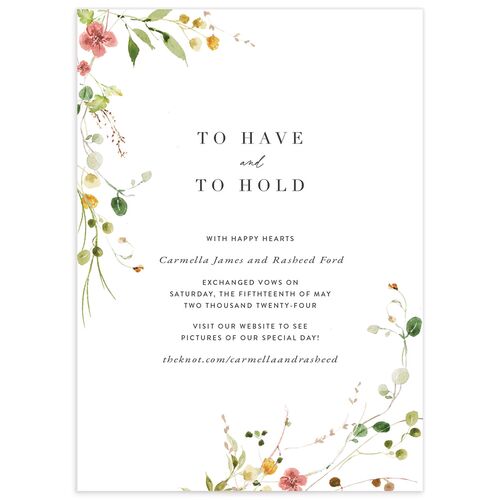 Delicate Wildflower Change the Date Cards Peach Pink Signature