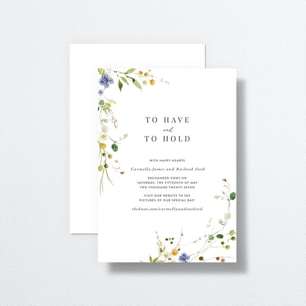 Delicate Wildflower Change the Date Cards front-and-back in White