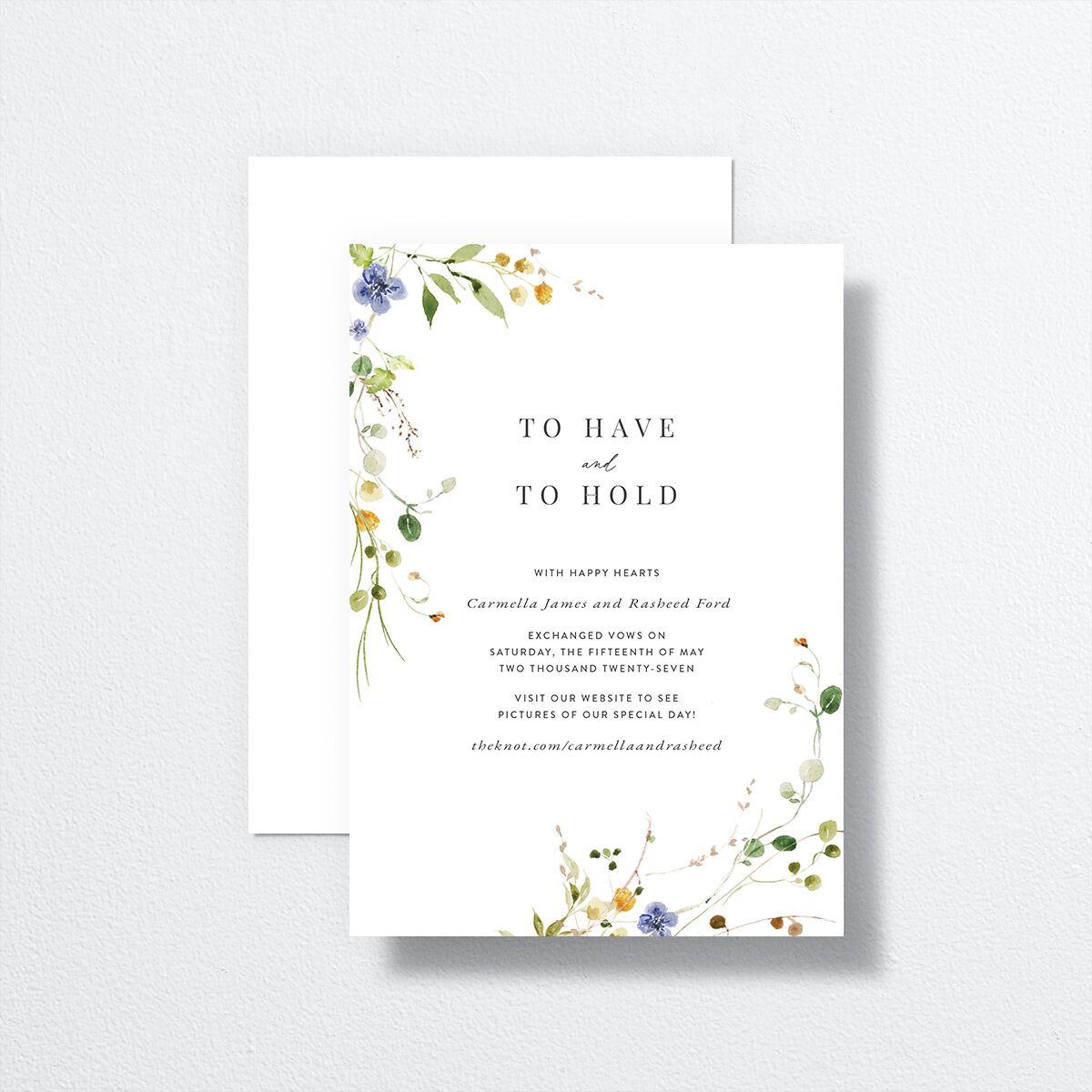Delicate Wildflower Change the Date Cards Pure White Signature