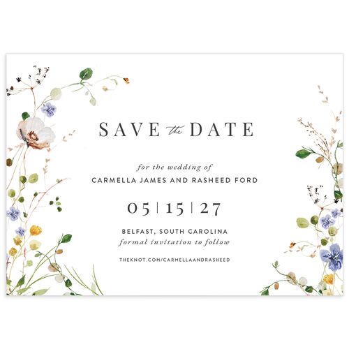 Delicate Wildflower Save The Date Cards - White