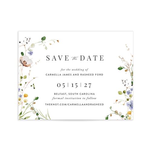 Delicate Wildflower Save the Date Petite Cards - White